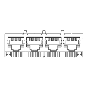 MR-59-03-07 MR-59-03-07 (8P8C) RJ45 4 Port Ganged Jack, Shielded, Side Entry PCB Mount