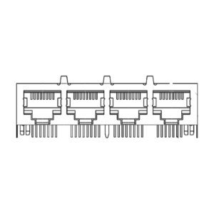 MR-59-03-07 MR-59-03-07 (8P8C) RJ45 4 Port Ganged Jack, Shielded, Side Entry PCB Mount