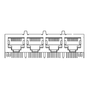 MR-59-03-08 MR-59-03-08 (8P8C) RJ45 4 Port Ganged Jack, Shielded, Side Entry PCB Mount