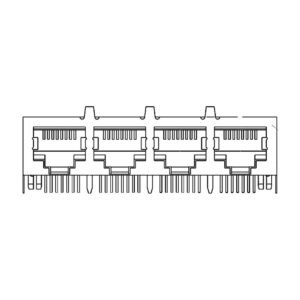MR-59-03-08 MR-59-03-08 (8P8C) RJ45 4 Port Ganged Jack, Shielded, Side Entry PCB Mount