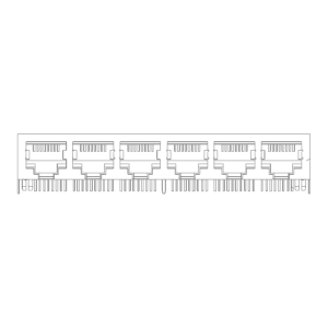 MR-59-04-01 MR-59-04-01 (10P10C) 6 Port Ganged Jack, Shielded, Side Entry PCB Mount