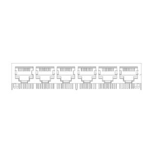 MR-59-04-01 MR-59-04-01 (10P10C) 6 Port Ganged Jack, Shielded, Side Entry PCB Mount