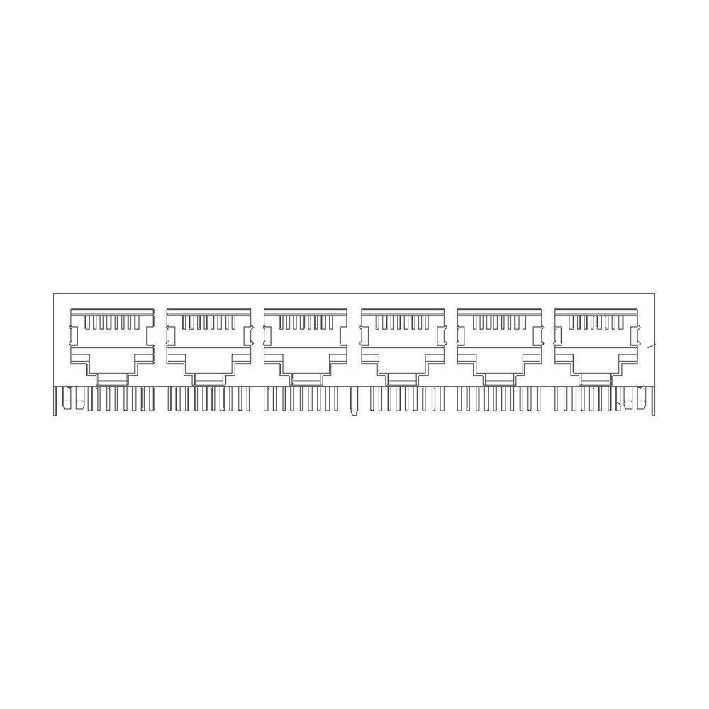 MR-59-04-01 (10P10C) 6 Port Ganged Jack, Shielded, Side Entry PCB Mount