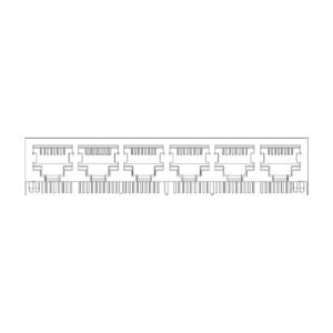 MR-59-04-02 MR-59-04-02 (10P10C) 6 Port Ganged Jack, Shielded, Side Entry PCB Mount