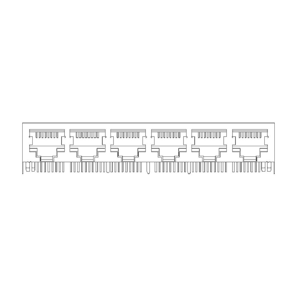 MR-59-04-02 (10P10C) 6 Port Ganged Jack, Shielded, Side Entry PCB Mount