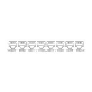 MR-59-05-02 MR-59-05-02 (8P8C) RJ45 8 Port Ganged Jack, Shielded, Side Entry PCB Mount