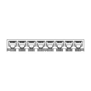 MR-59-05-03 MR-59-05-03 (8P8C) RJ45 8 Port Ganged Jack, Shielded, Side Entry PCB Mount