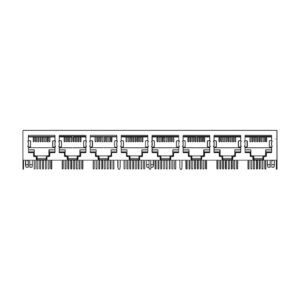 MR-59-05-04 MR-59-05-04 (8P8C) RJ45 8 Port Ganged Jack, Shielded, Side Entry PCB Mount