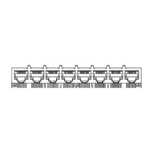 MR-59-05-05 MR-59-05-05 (8P8C) RJ45 8 Port Ganged Jack, Shielded, Side Entry PCB Mount