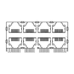 MR-59-06-01 MR-59-06-01 (8P8C) RJ45 2 x 4 Stacked Jack, 8 Port, Shielded