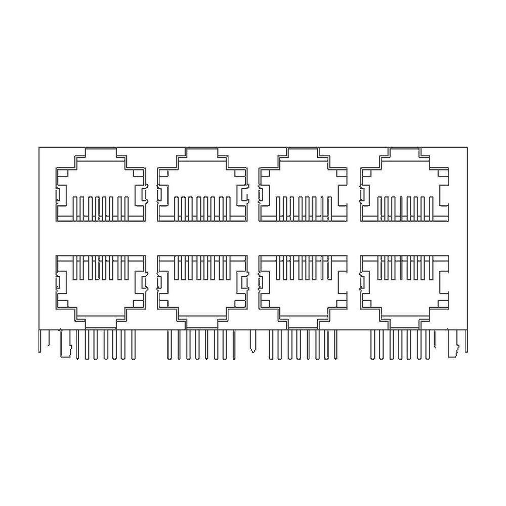 MR-59-06-02 (8P8C) RJ45 2 x 4 Stacked Jack, 8 Port, Shielded