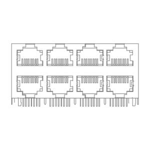 MR-59-06-03 MR-59-06-03 (8P8C) RJ45 2 x 4 Stacked Jack, 8 Port, Shielded
