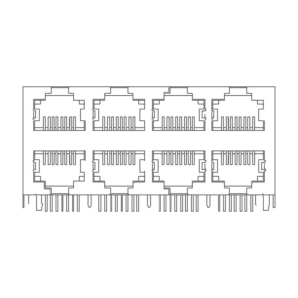 MR-59-06-03 (8P8C) RJ45 2 x 4 Stacked Jack, 8 Port, Shielded