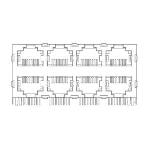 MR-59-06-04-RL MR-59-06-04-RL (8P8C) RJ45 2 x 4 Stacked Jack, 8 Port, Shielded