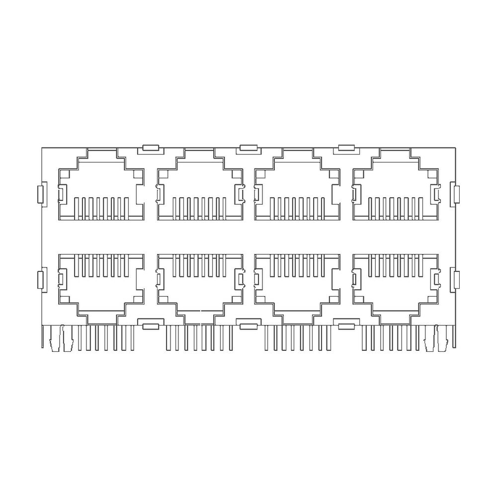 MR-59-06-04-RL (8P8C) RJ45 2 x 4 Stacked Jack, 8 Port, Shielded