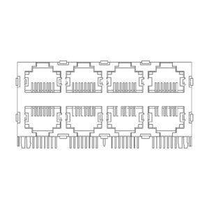 MR-59-06-05 MR-59-06-05 (8P8C) RJ45 2 x 4 Stacked Jack, 8 Port, Shielded