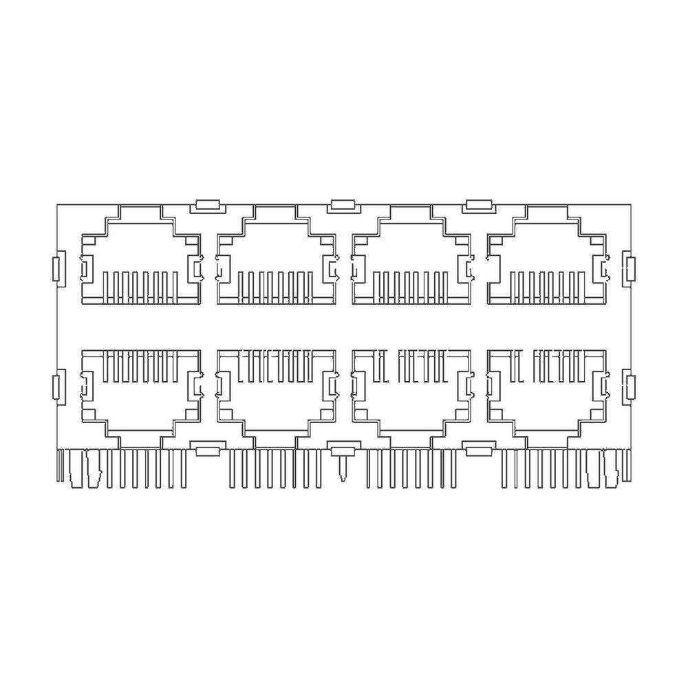 MR-59-06-05 (8P8C) RJ45 2 x 4 Stacked Jack, 8 Port, Shielded