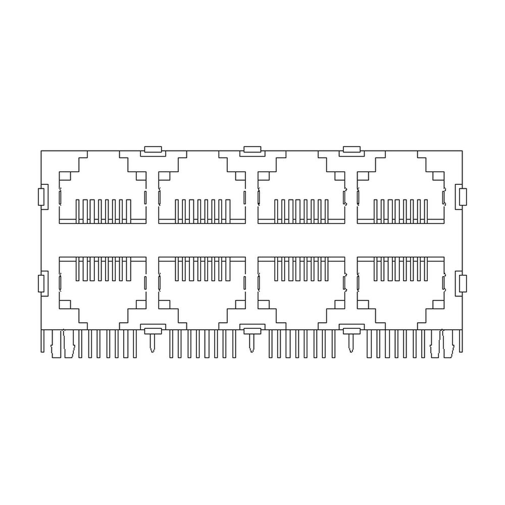 MR-59-06-06 (8P8C) RJ45 2 x 4 Stacked Jack, 8 Port, Shielded
