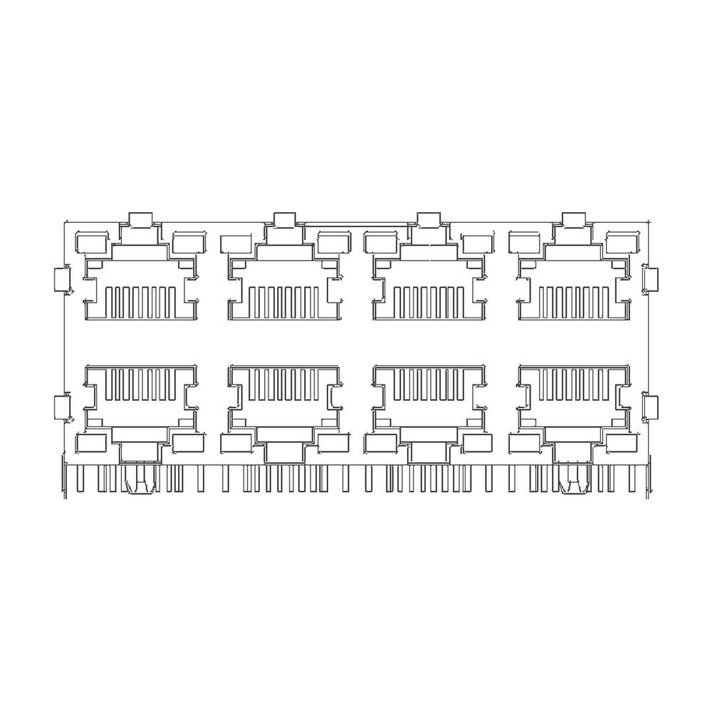 MR-59-06-LED (8P8C) RJ45 2 x 4 Stacked Jack, 8 Port, Shielded