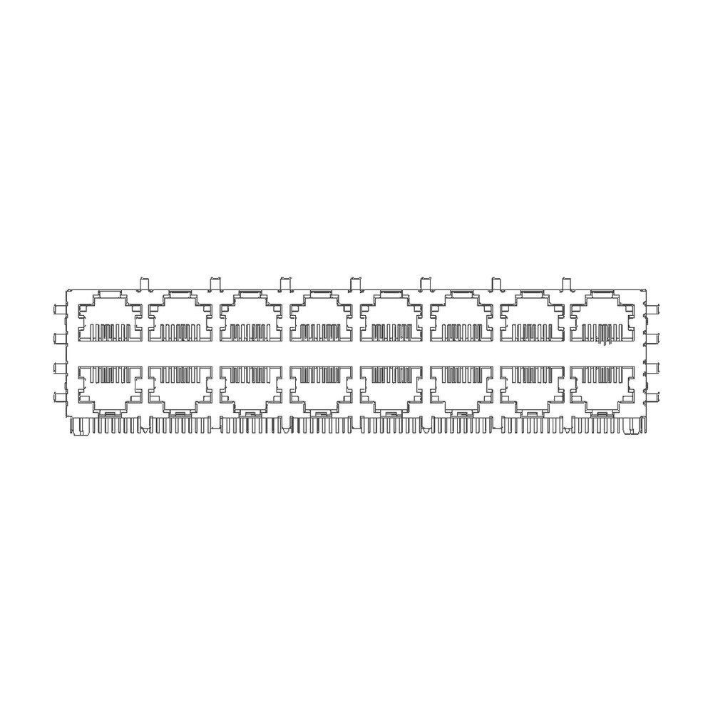 MR-59-07-RL (8P8C) RJ45 2 x 8 Stacked Jack, 16 Port, Shielded