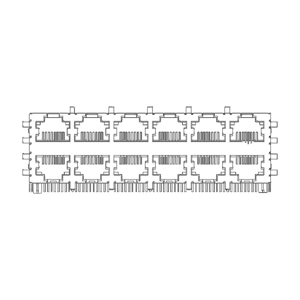 MR-59-08-RL (8P8C) RJ45 2 x 6 Stacked Jack, 12 Port, Shielded