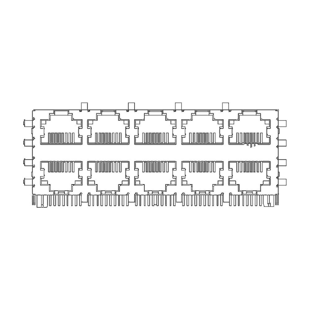 MR-59-09-RL (8P8C) RJ45 2 x 5 Stacked Jack, 10 Port, Shielded