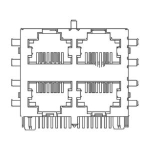 MR-59-10-RL MR-59-10-RL (8P8C) RJ45 2 x 2 Stacked Jack, 4 Port, Shielded