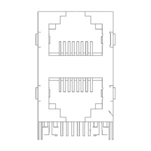 MR-59-11 MR-59-11 (8P8C) RJ45 2 x 1 Stacked Jack, 2 Port, Shielded