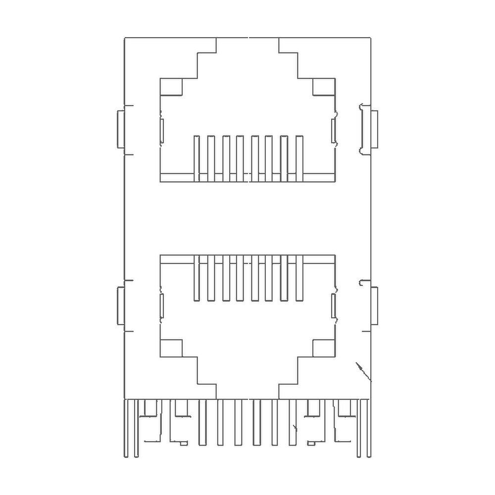MR-59-11 (8P8C) RJ45 2 x 1 Stacked Jack, 2 Port, Shielded