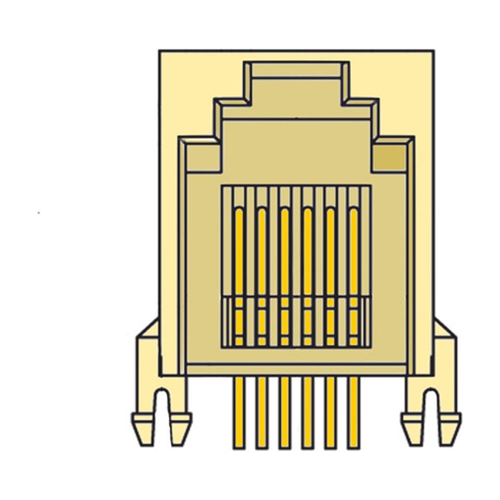 MR-961202 (6P6C) 6 Position, Mini Low profile, Side Entry Modular Jack