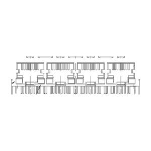 MR-9805 MR-9805 (8P8C) RJ45 4 Port Jack with Transformer, Shielded, Flat Pin, Side Entry