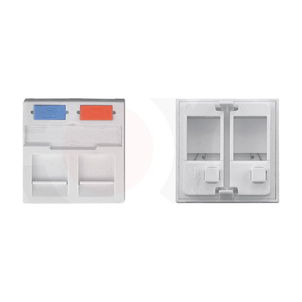 MR-FP-2202B — 45x45mm 2 ports face plate Plastic Material:ABS