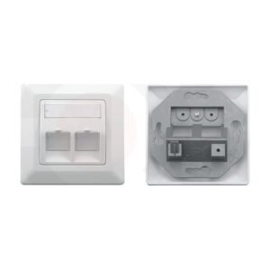 MR-FP-2402-2P - 80X80mm STP 2 ports Bevelled face plate Blank Plastic Material:ABS Shield:Zinc die casting