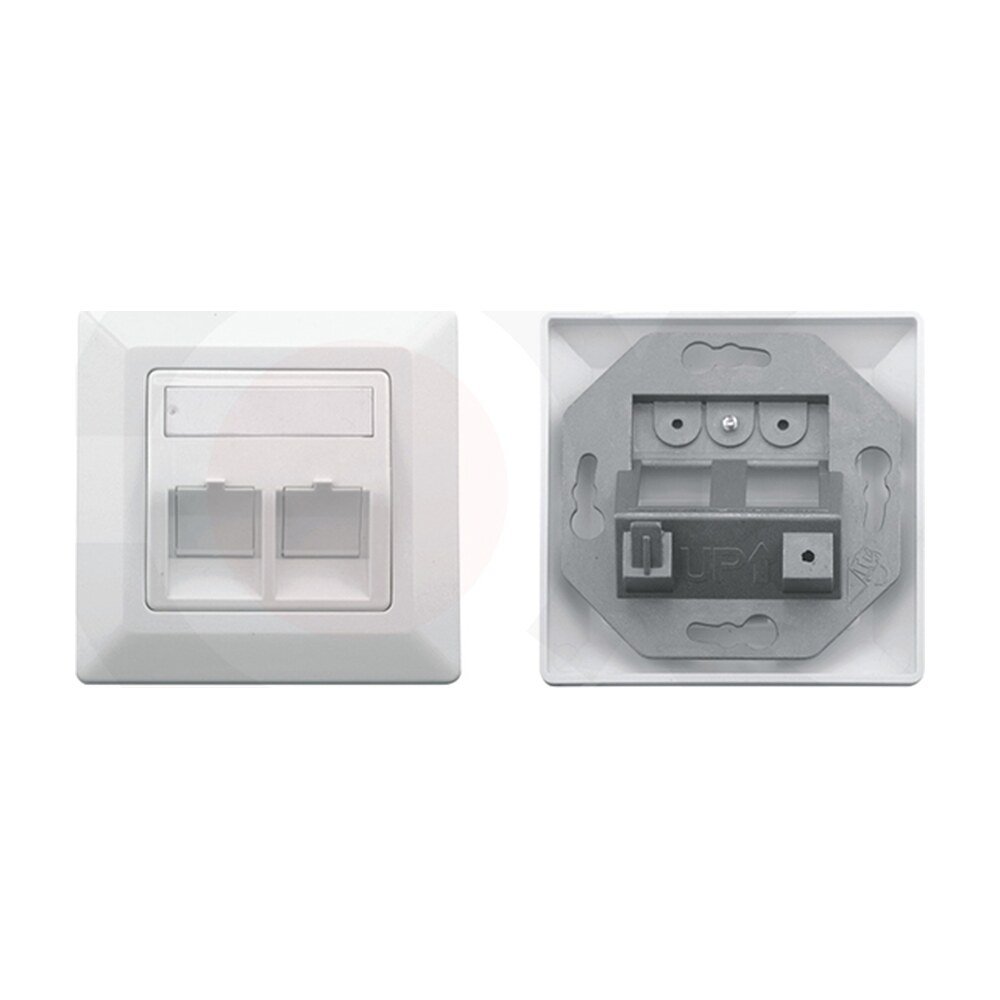 MR-FP-2402-2P — 80X80mm STP 2 ports Bevelled face plate Blank Plastic Material:ABS Shield:Zinc die casting