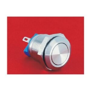 MR-GQ12-AF-10 12 mm Anti-Vandal Push Button - Flat Round Head, 1NO, Solder Tab