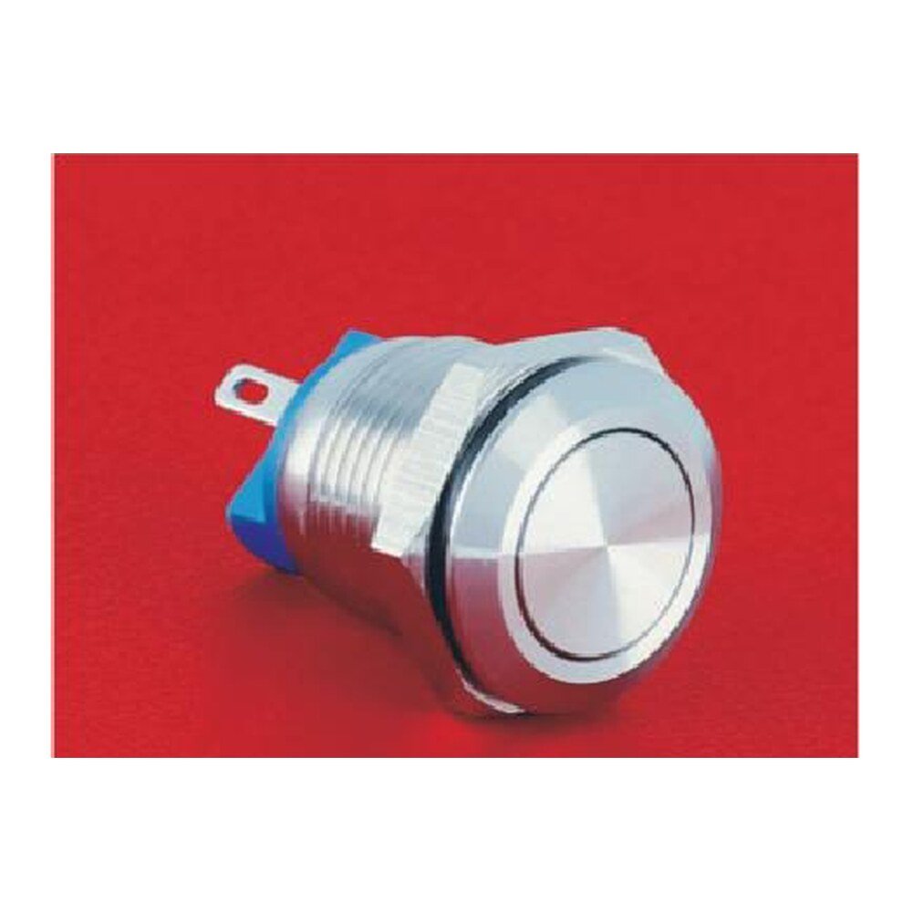 MR-GQ12-AF-10 12 mm Anti-Vandal Push Button - Flat Round Head, 1NO, Solder Tab