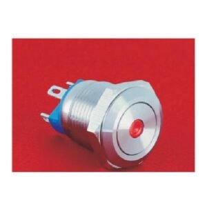 MR-GQ12-AF-10D 12 mm Anti-Vandal Push Button - Flat Round Head, Dot Illuminated, 1NO