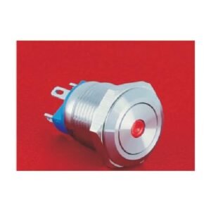 MR-GQ12-AF-10D 12 mm Anti-Vandal Push Button - Flat Round Head, Dot Illuminated, 1NO