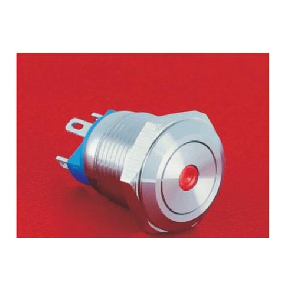 MR-GQ12-AF-10D 12 mm Anti-Vandal Push Button - Flat Round Head, Dot Illuminated, 1NO