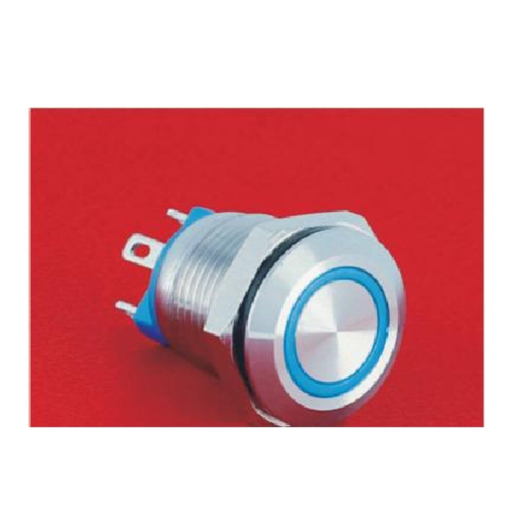 MR-GQ12-AF-10E 12 mm Anti-Vandal Push Button - Flat Round Head, Ring Illuminated, 1NO