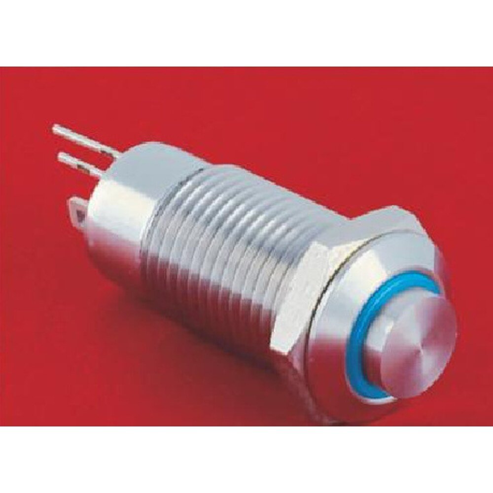 MR-GQ12-CH-10ZE 12 mm Latching Metal Push Button - High Round Head, Ring Illuminated, 1NO