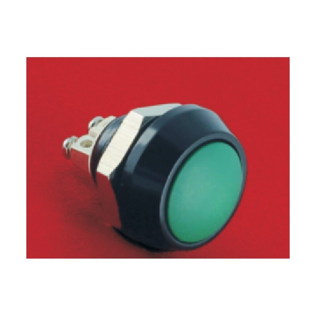 MR-GQ12B-10-AL 12 mm Anti-Vandal Push Button - Domed Head, Screw Terminal, Black Anodised Aluminium Alloy