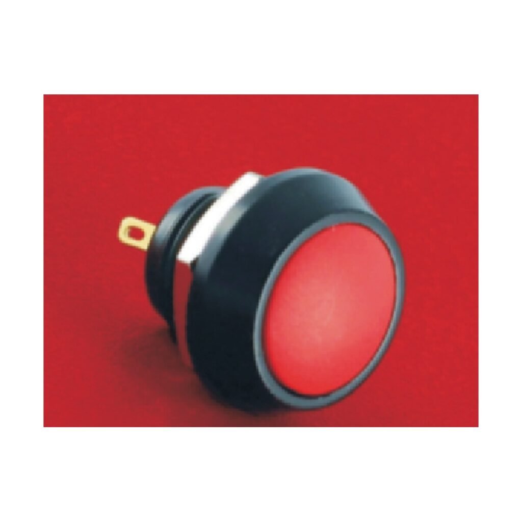 MR-GQ12B-10-J-AL 12 mm Anti-Vandal Push Button - Domed Head, Pin Terminal 2 × 0.5 mm, Black Anodised Aluminium Alloy