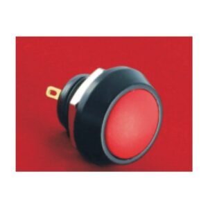 MR-GQ12B-10-J-AL 12 mm Anti-Vandal Push Button - Domed Head, Pin Terminal 2 × 0.5 mm, Black Anodised Aluminium Alloy