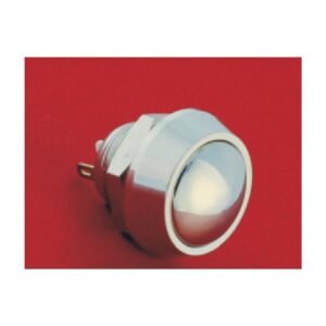 MR-GQ12B-10-J 12 mm Anti-Vandal Push Button - Domed Head, Pin Terminal 2 × 0.5 mm, Nickel-Plated Brass or Stainless Steel