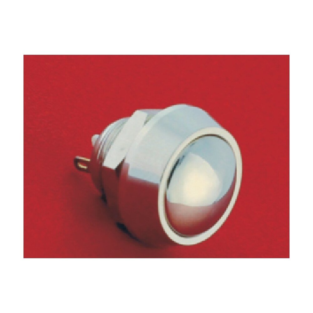 MR-GQ12B-10-J 12 mm Anti-Vandal Push Button - Domed Head, Pin Terminal 2 × 0.5 mm, Nickel-Plated Brass or Stainless Steel