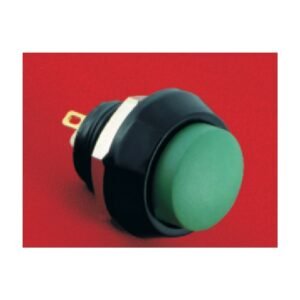 MR-GQ12G-10-J-AL 12 mm Anti-Vandal Push Button - High Domed Head, Pin Terminal 2 × 0.5 mm, Black Anodised Aluminium Alloy