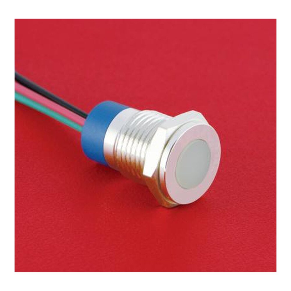 MR-GQ12T-D-RGB 12 mm Tri-Colour Metal Indicator Light - RGB, Flat Round Lens, IP67