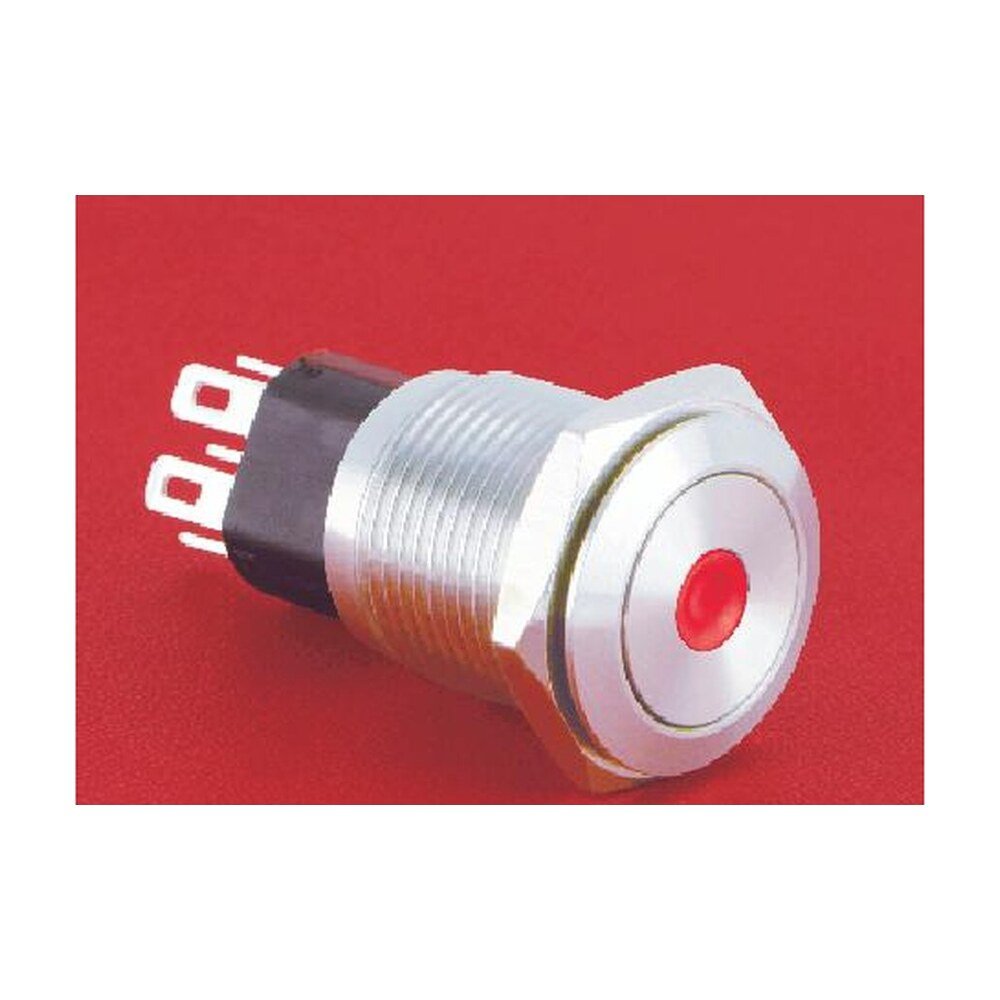 MR-GQ16-KF-11D 16 mm Metal Push Button - Flat Round Head, Dot Illuminated, 1NO1NC Changeover