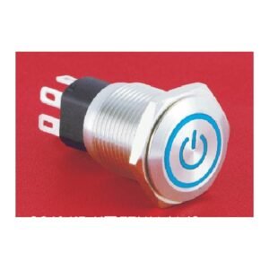 MR-GQ16-KF-11ET 16 mm Metal Push Button - Flat Round Head, Power Symbol Illuminated, 1NO1NC Changeover
